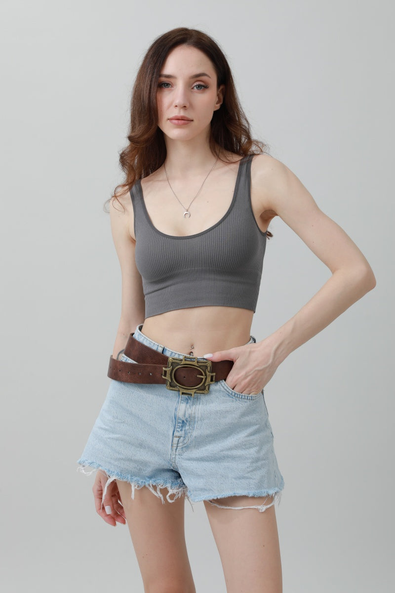 Vintage Western Belt – Geometric Buckle Cowboy Style 🤠⛓️