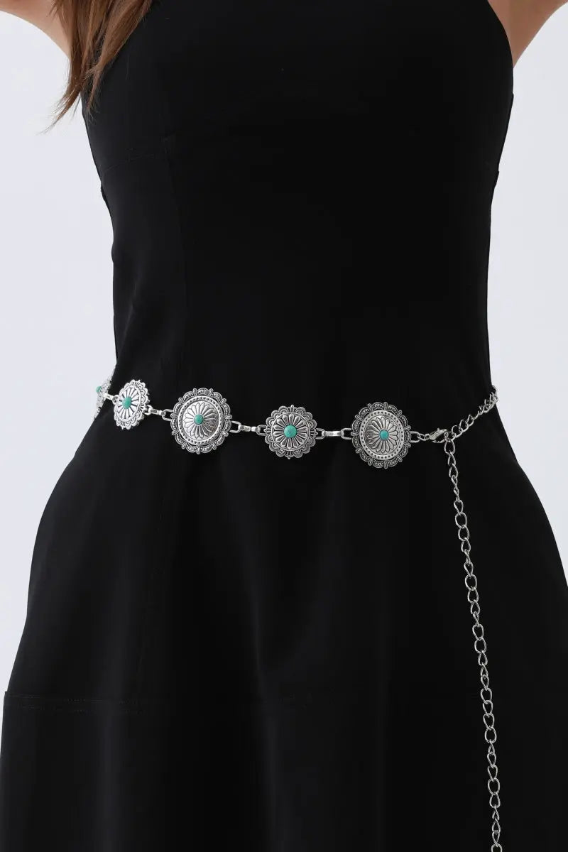 Boho Turquoise Belt Antique Bronze Buckle with Gemstone Accents Boho Turquoise Belt Antique Bronze Buckle with Gemstone Accents