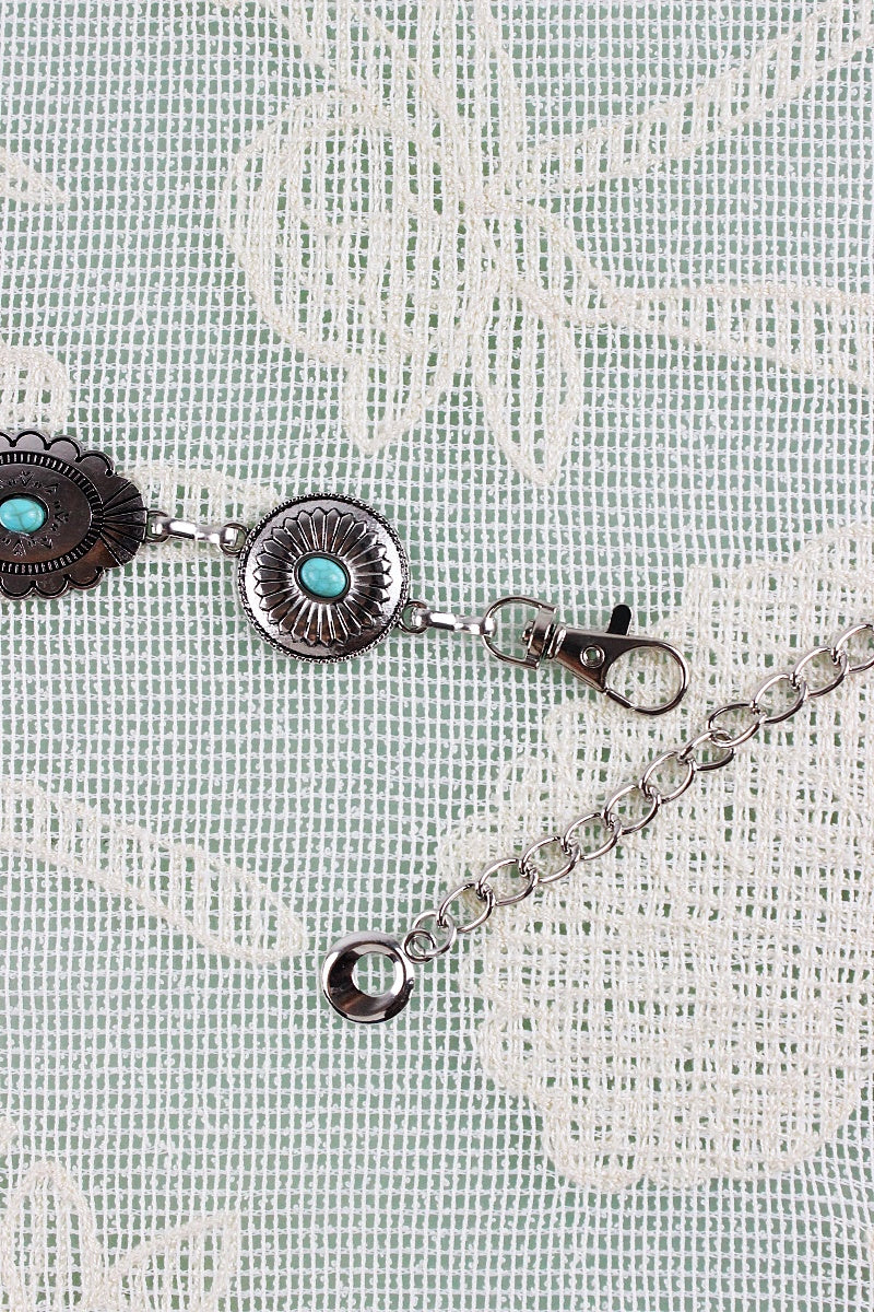 Bohemian Turquoise Waist Chain – Geometric Link Belt 🌿💎