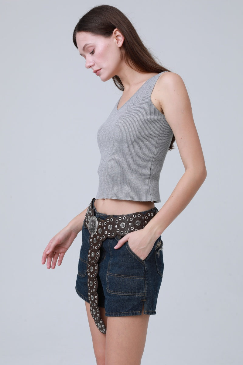 Boho Western Belt – Vintage Round Patch & Studded Detail 🌵✨