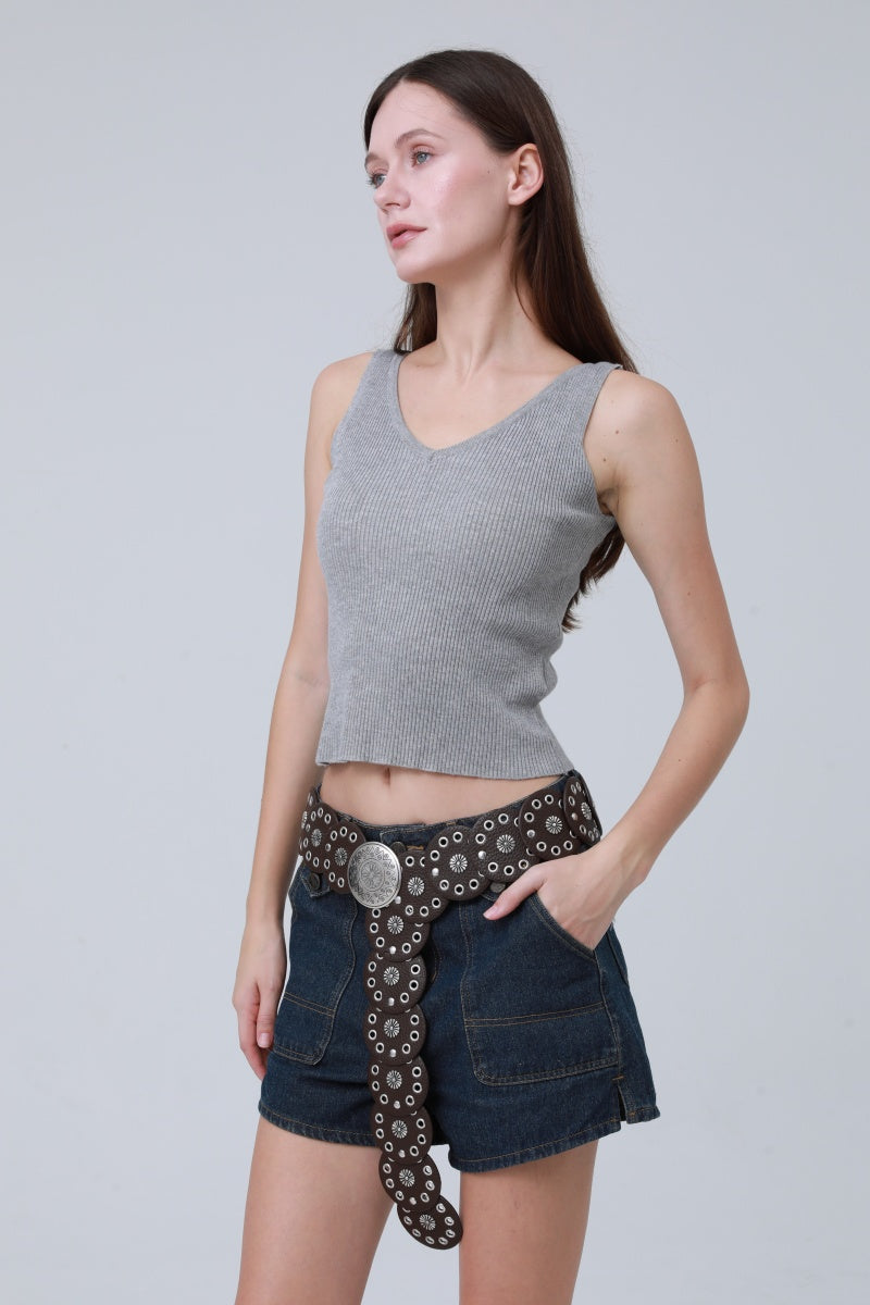 Boho Western Belt – Vintage Round Patch & Studded Detail 🌵✨