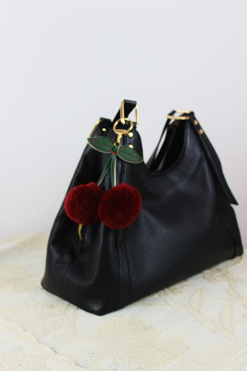 Luxury Rabbit Fur Cherry Charm – Plush Bag Pendant 🍒✨