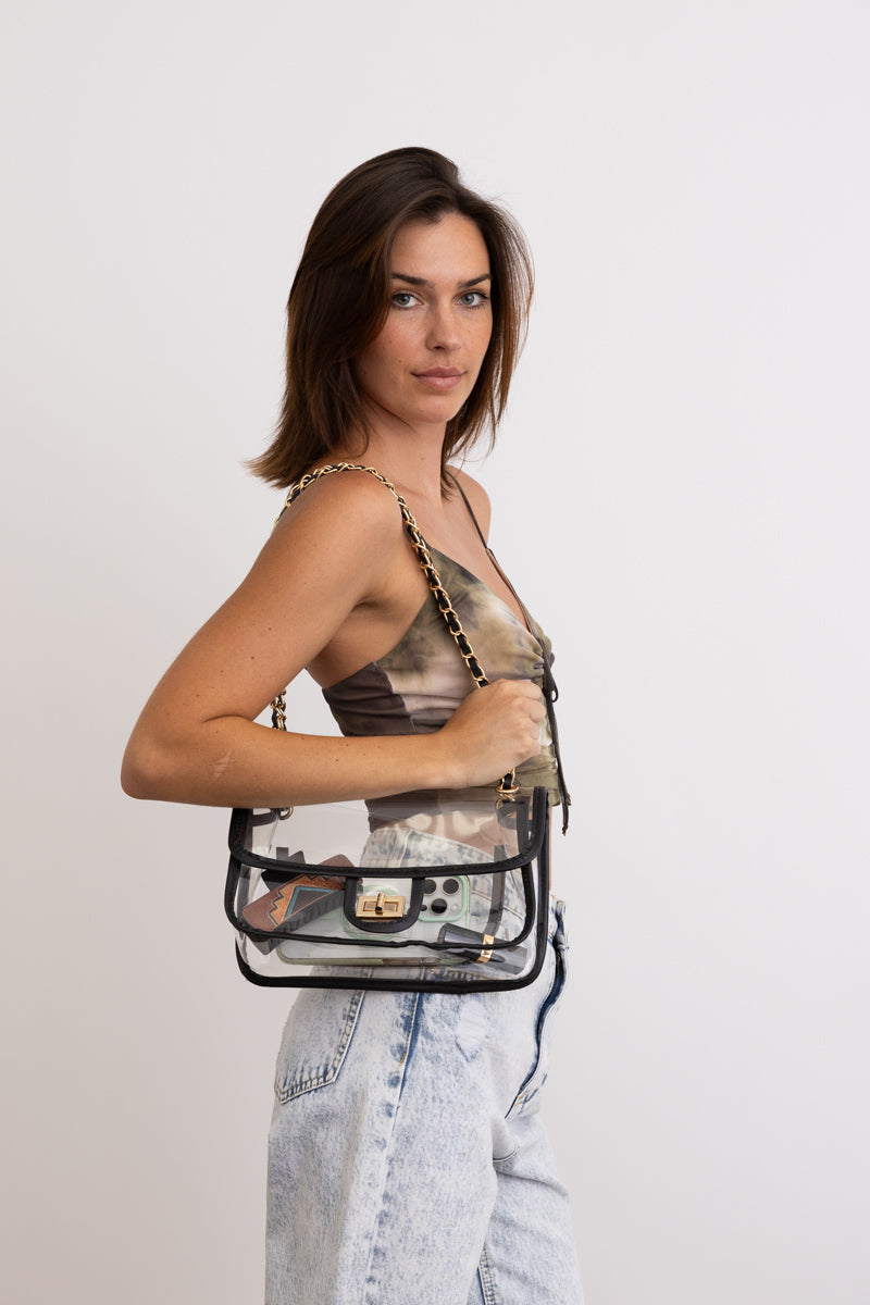 Stadium Chic Clear Flap Bag 🎤