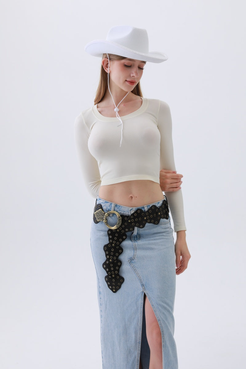 Vintage Leaf Stud Belt – Adjustable Bohemian Waist Cincher🌿✨
