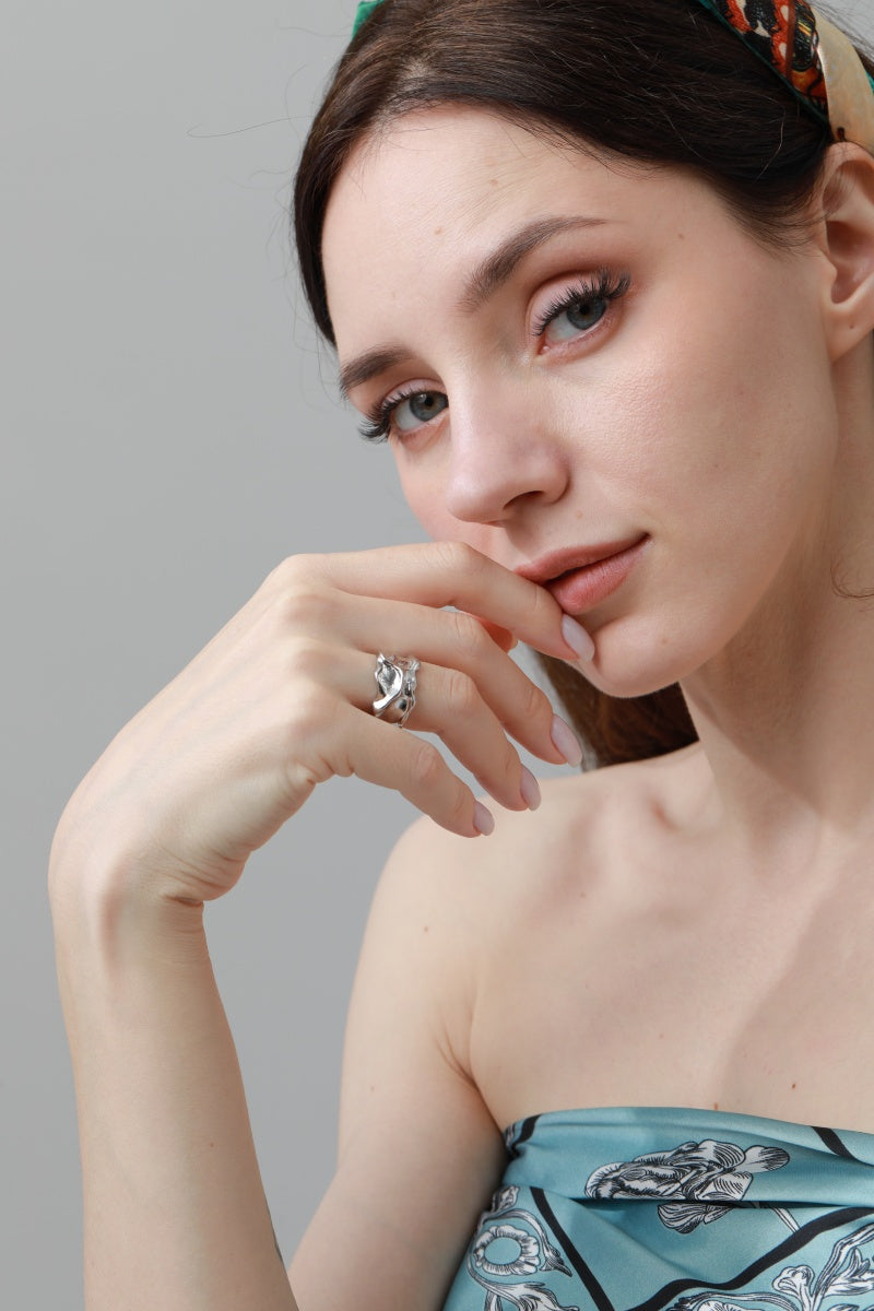 Luxe Asymmetrical Nugget Rings – Minimalist Open-Band Jewelry 🌟⛓️
