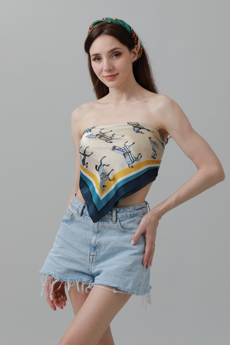 Equestrian Print Bandana – Luxe Silk-Style Horse Scarf 🐎🧣
