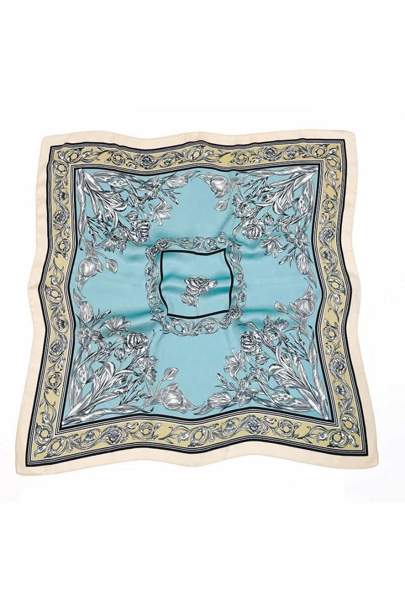 Floral Tulip Scarf – Silk-Style Square Neckkerchief 🌷✨