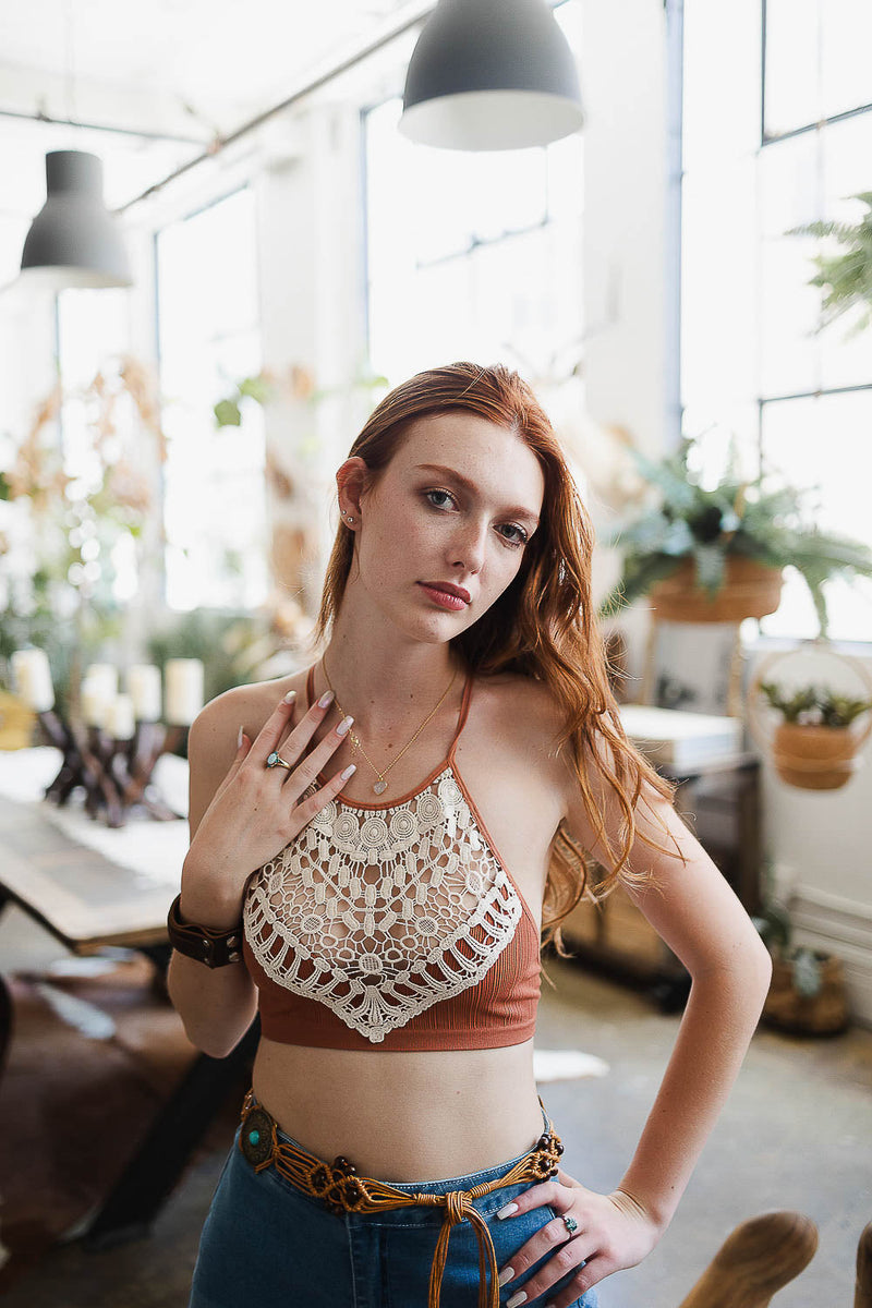 Leto Collection - Crochet Lace High Neck Bralette $18 – Thank you