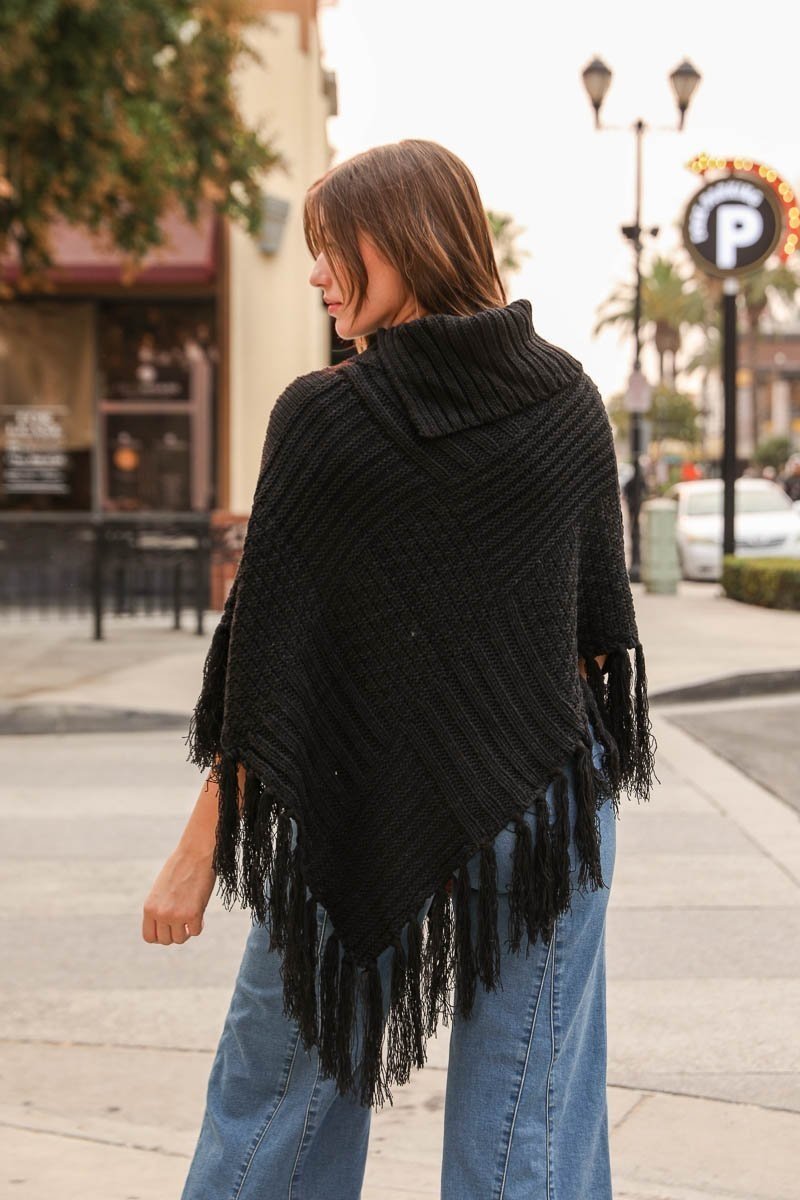 Poncho Boho Clothing Canada High Neck Poncho - Main Image