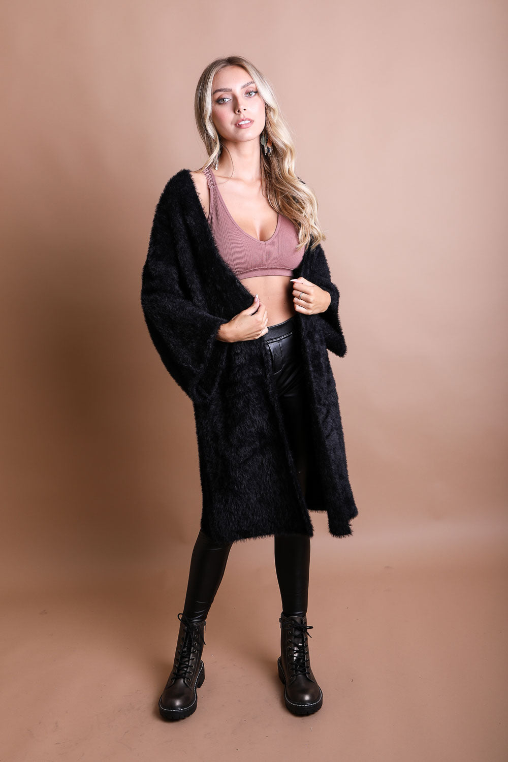 Ultra-Soft Luxe Mohair Knit Cardigan Ponchos One Size /