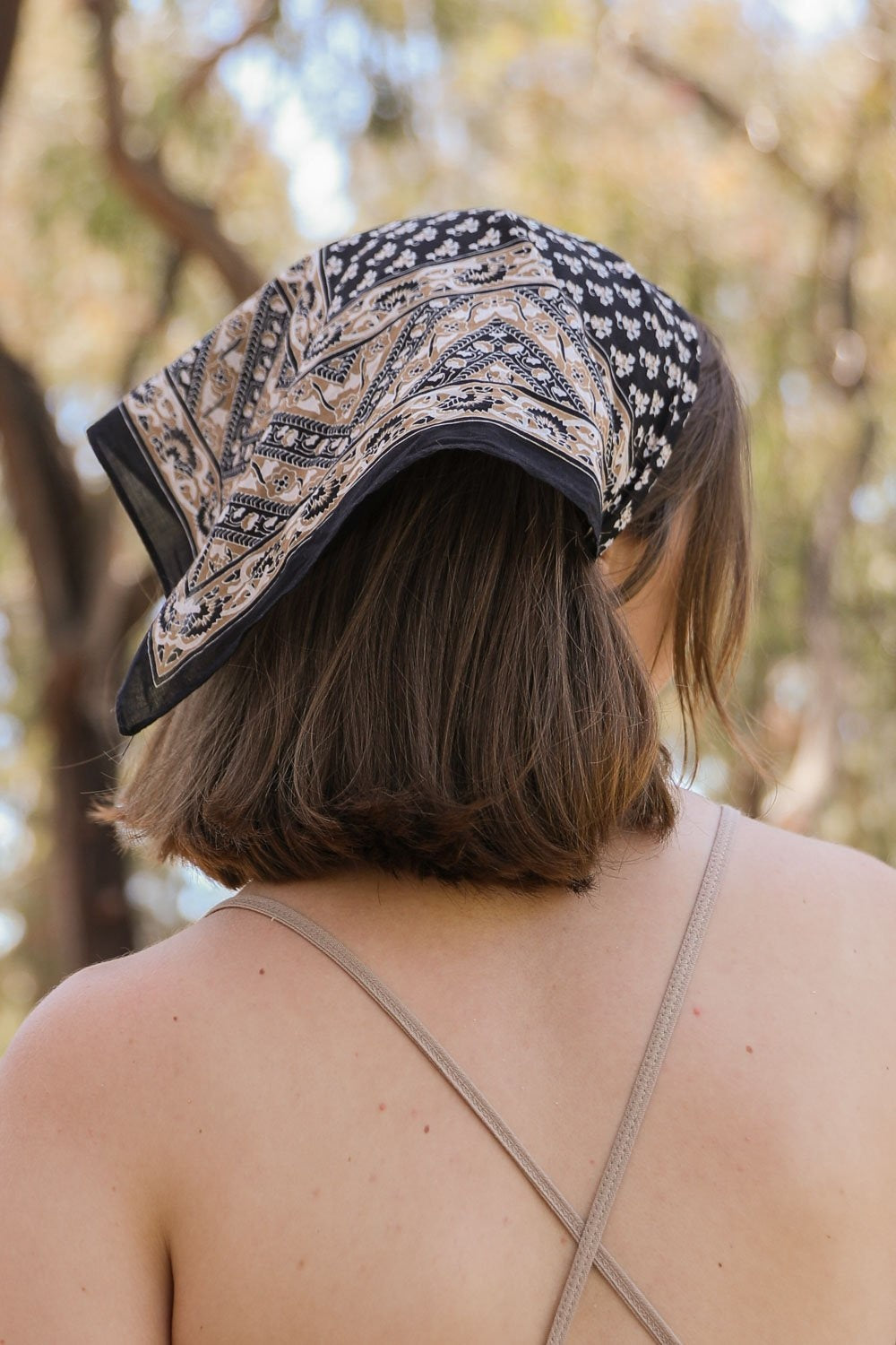 Vintage Vine Bandana Hats & Hair Black