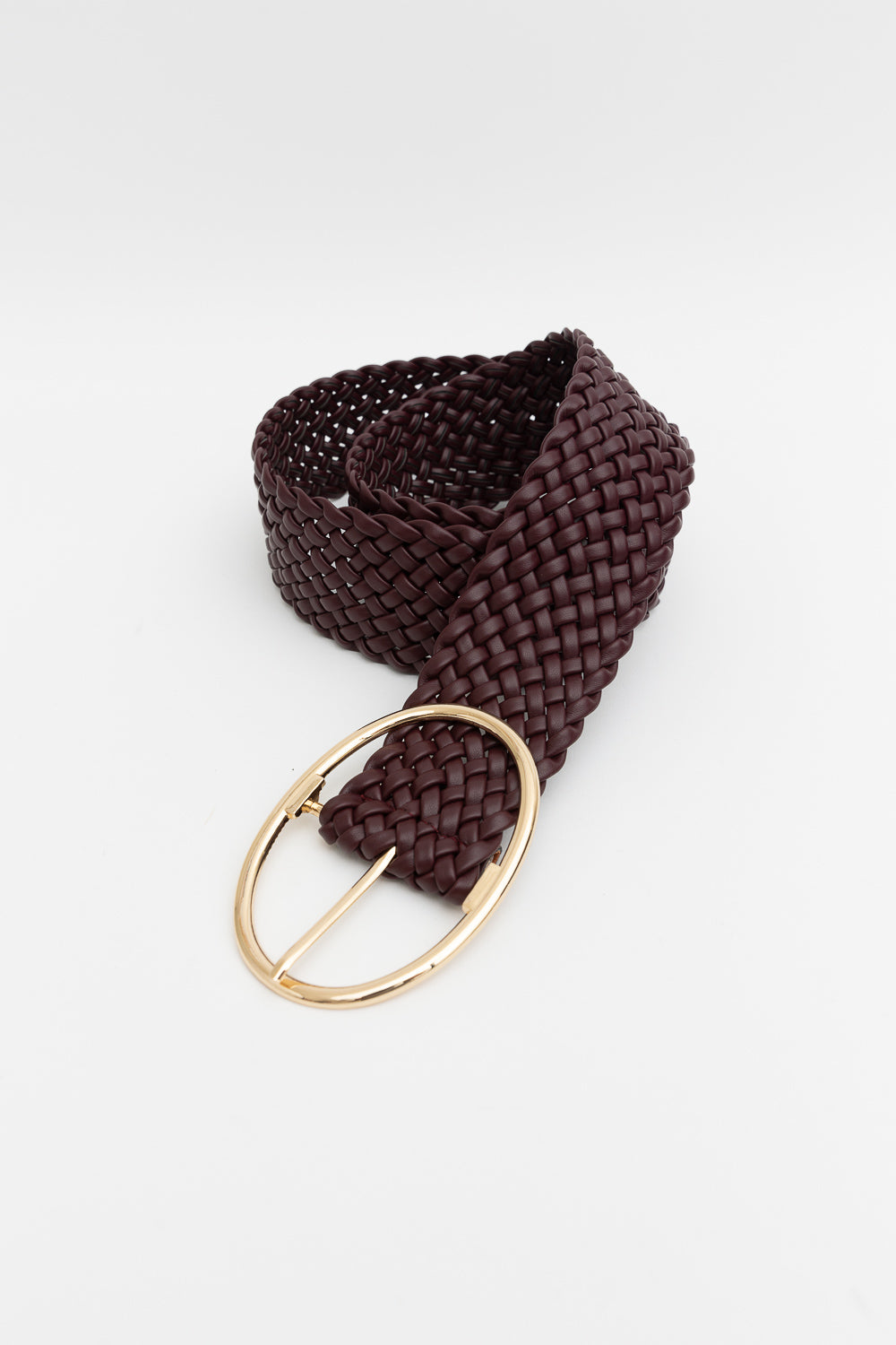 Wide Braided Belt – Gold Oval Buckle Statement Piece