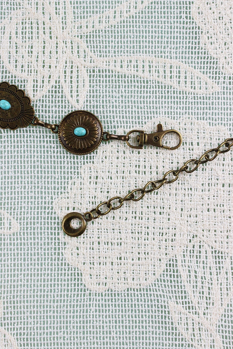 Bohemian Turquoise Waist Chain – Geometric Link Belt 🌿💎