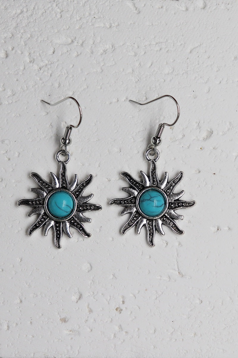 Mini Sun Earrings – Turquoise Inlay Accent 🌞💎