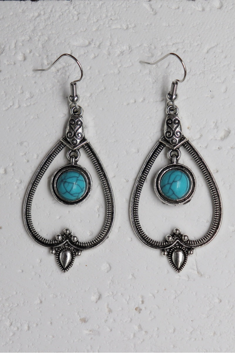 Boho Heart Earrings – Cut-Out Design &amp; Turquoise Accent 💙🌿