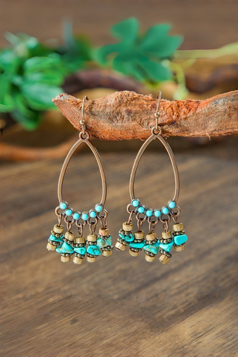 Vintage Boho Earrings – Turquoise &amp; Tassel Details 🌿💎