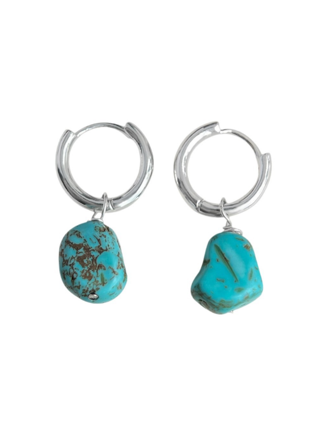 Natural Turquoise Earrings – Irregular Stone Design 💎🌿
