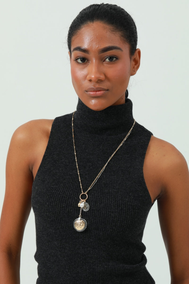 Multi-Pearl &amp; Crystal Pendant Necklace – Layered Sparkle for Her 💎