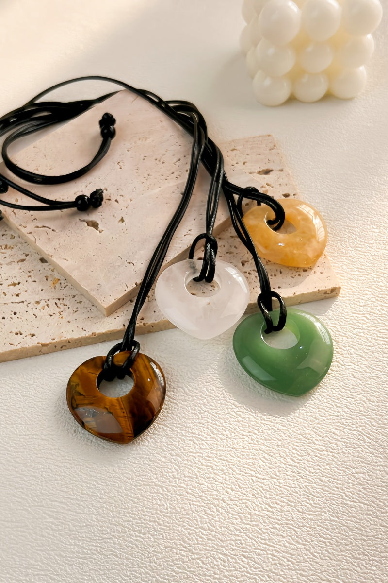 Hollow Heart Gemstone Pendant Necklace for Women – Delicate &amp; Meaningful 💎