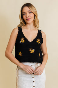 Serene Blooms Crochet Style Top