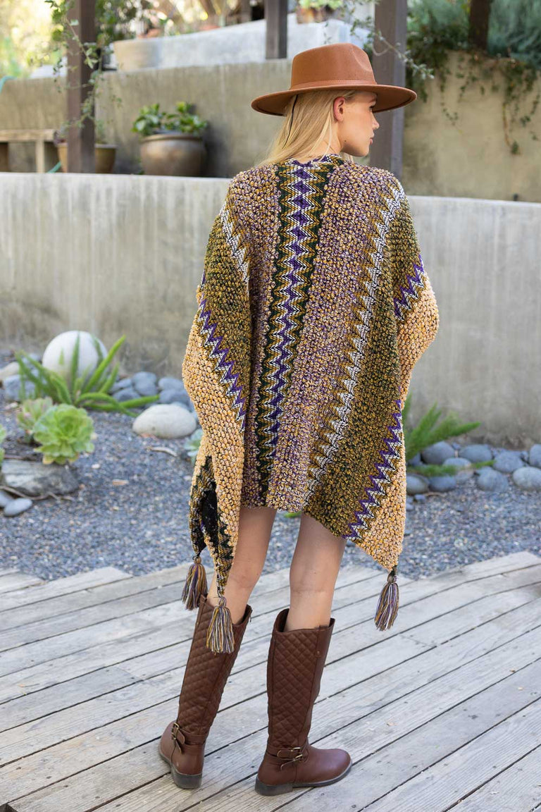 Crochet Patterned Ruana with Tassels - Leto Collection – Boho Clothing ...