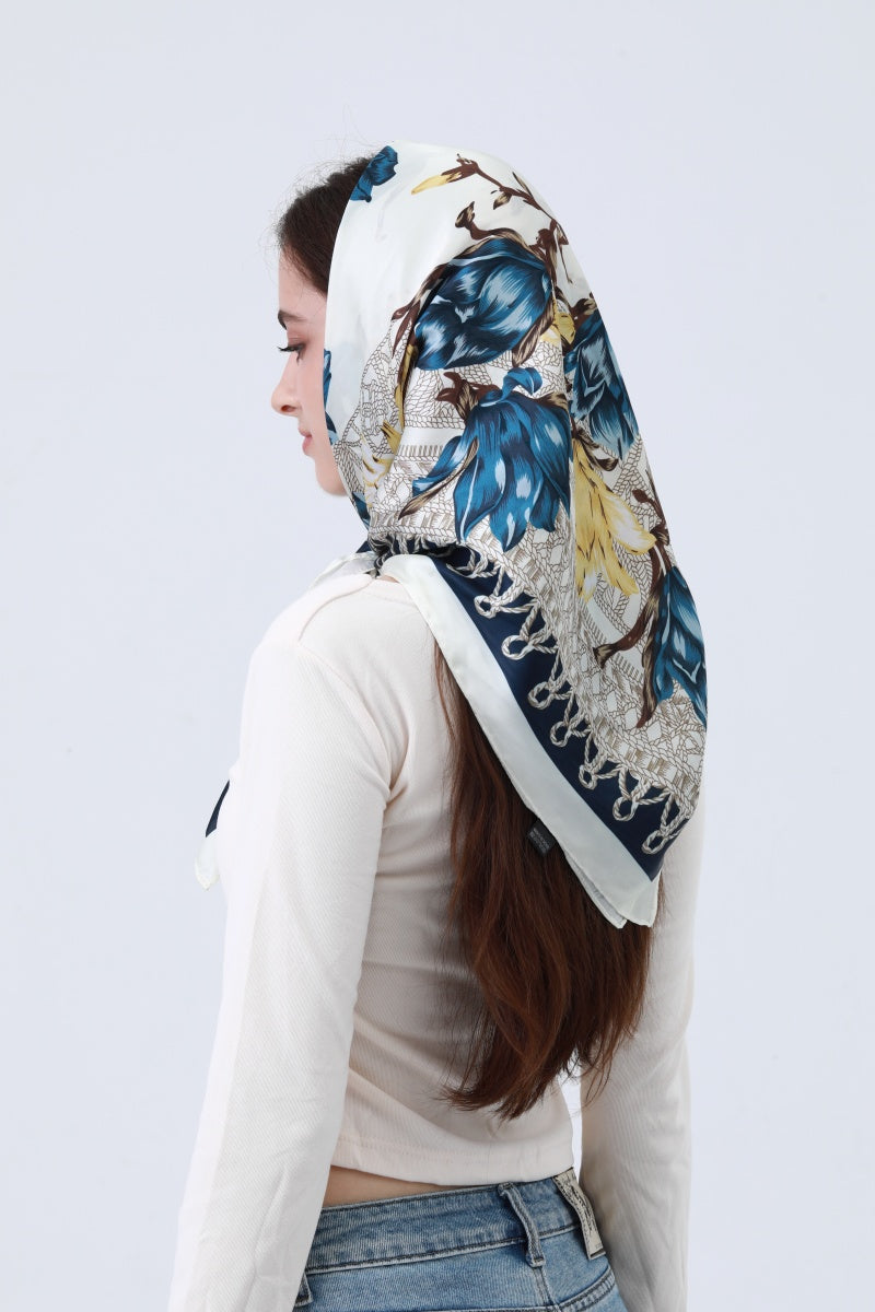 Magnolia Bloom Bandana - Floral Silk Scarf 🌸🧣
