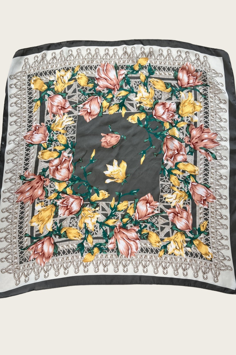 Magnolia Bloom Bandana - Floral Silk Scarf 🌸🧣
