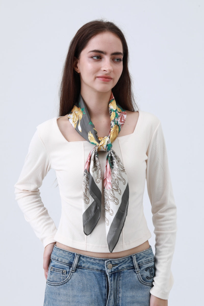 Magnolia Bloom Bandana - Floral Silk Scarf 🌸🧣
