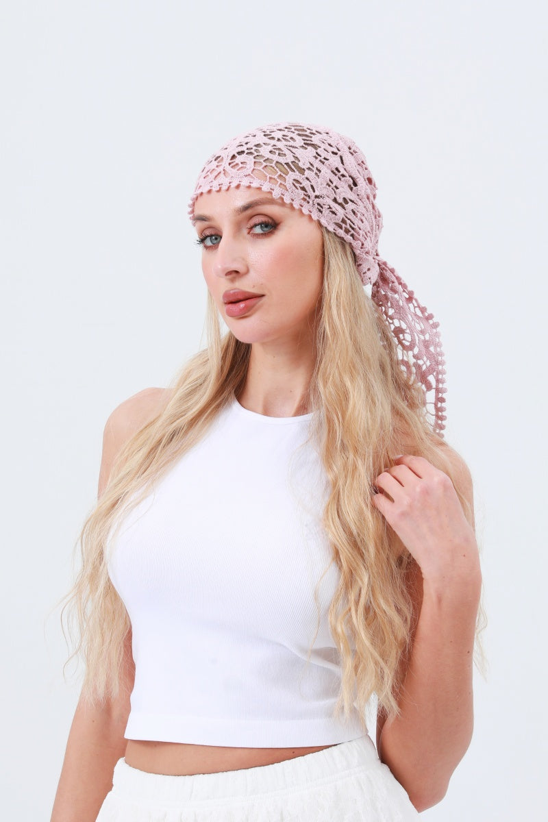 Crochet Embroidered Bandana Shawl – Soft Cotton Summer Wrap 🌼