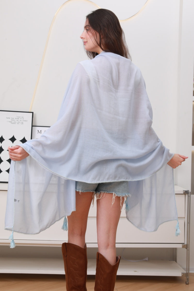 Effortless Flow: Solid Color Long Fringe Scarf