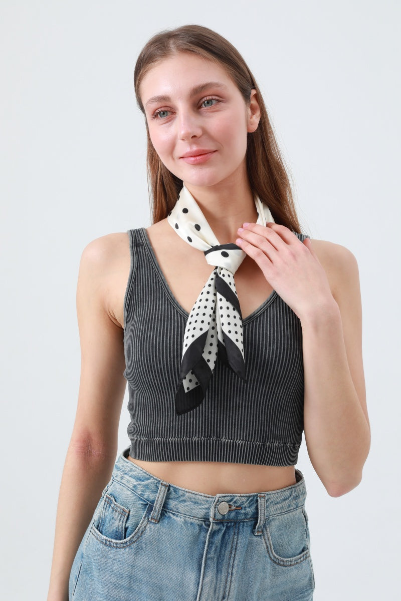 Polka Dot Scarf with Contrast Border - Summer Staple Accessory ⚫⚪