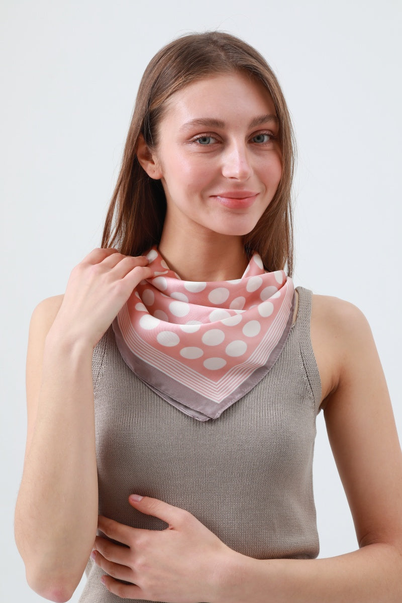 Oversized White Dots &amp; Linear Print Scarf – Fresh Summer Bandana ⚪〰️