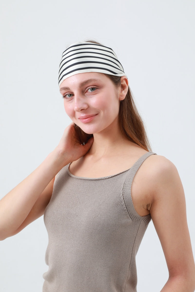 Effortless Chic: French Styles Striped Satin Silky Skinny Scarf