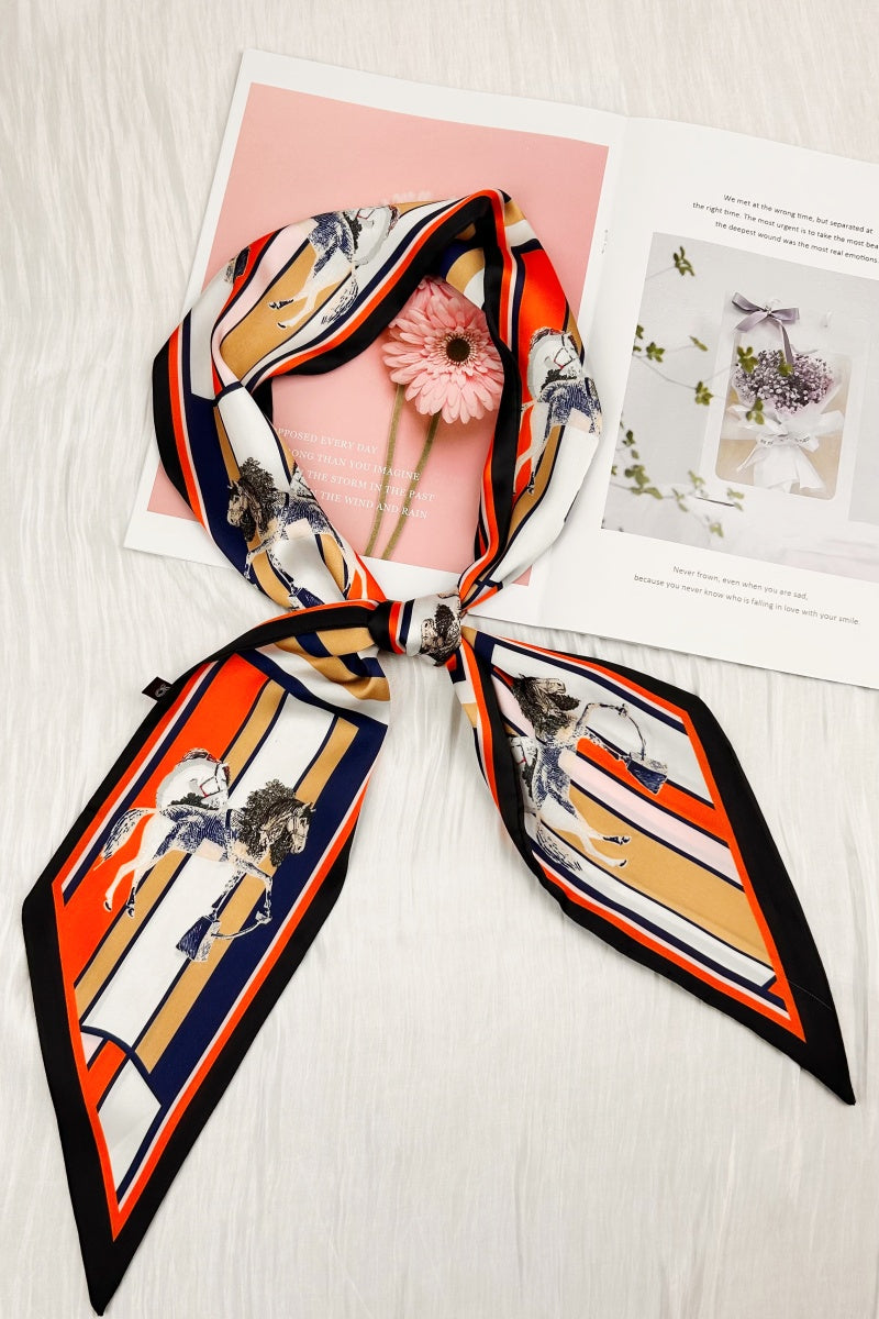 Equine Muse: Artistic Horse &amp; Geometric Print Silky Scarf
