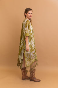 Lush Velvet Mesh Tapestry Kimono