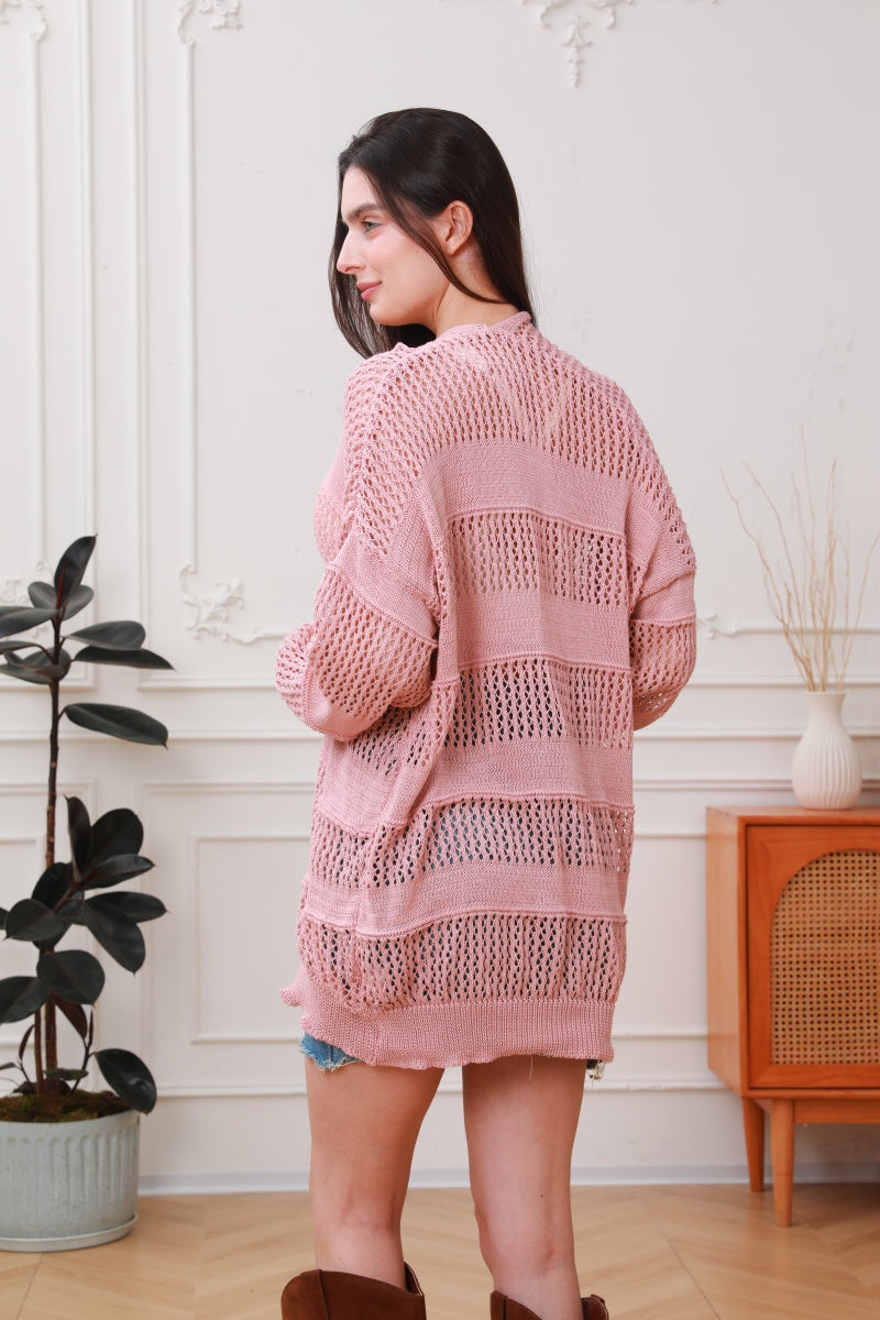 Breeze &amp; Boho: Loose Fit Lightweight Crochet Knit Cardigan