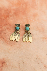 Antique Bronze Turquoise Stone Earrings Jewelry