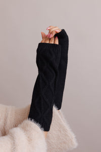Aran Soft Knitted Arm Warmer Accessories Black
