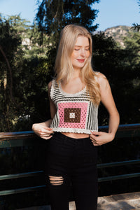 Bohemian Fusion Multi-Patterned Crochet Stitched Top