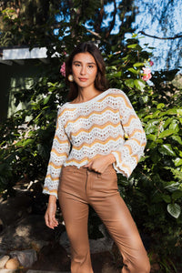 Chevron Chic Flare Crop Top XS/S / Mustard