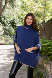 CozyCove Turtle Neck Poncho with Easy Sleeves Ponchos One