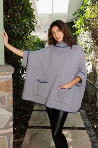 CozyCove Turtle Neck Poncho with Easy Sleeves Ponchos One