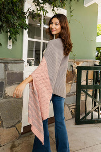 Dual-Toned Striped Wrap with Arm Openings Ponchos