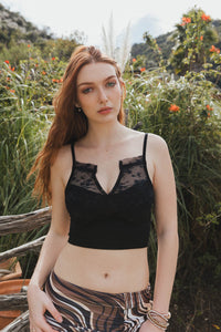 Flora V Cut Tulle Combo Bralette XS/S / Black