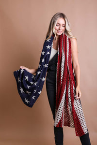 Knit American Flag Blanket Scarf Scarves