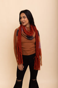 Knit Blend Tassel Trim Scarf Scarves