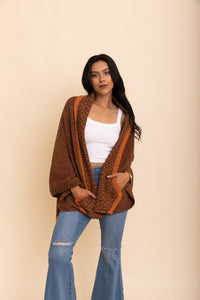 Over The Shoulder Knitted Shawl Ponchos One Size / Camel