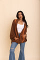 Over The Shoulder Knitted Shawl Ponchos One Size / Camel