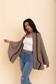 Over The Shoulder Knitted Shawl Ponchos One Size / Mocha