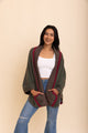 Over The Shoulder Knitted Shawl Ponchos One Size / Olive